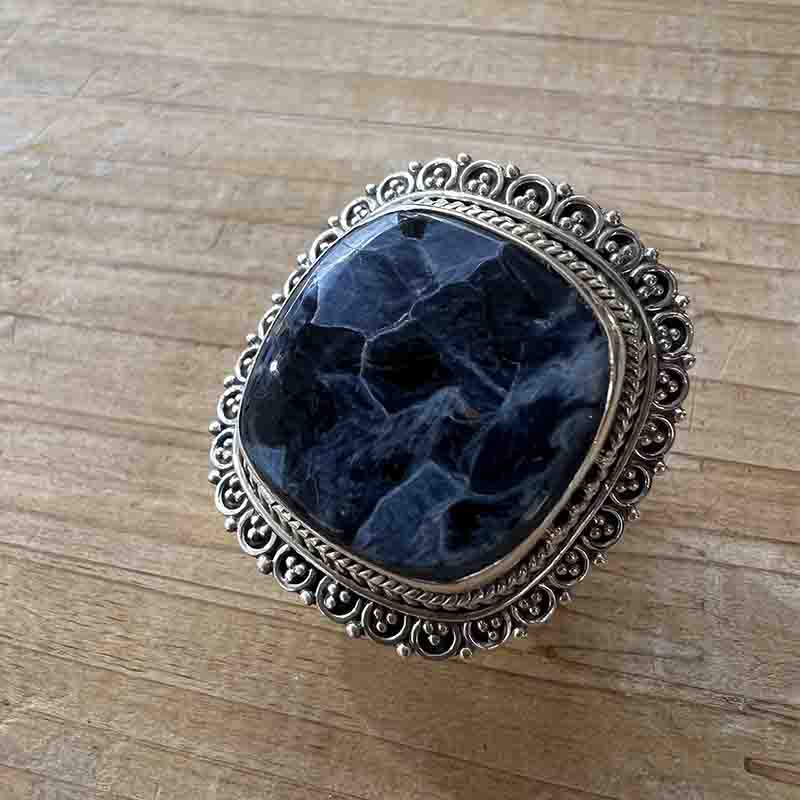 bague pietersite bleu argent 925